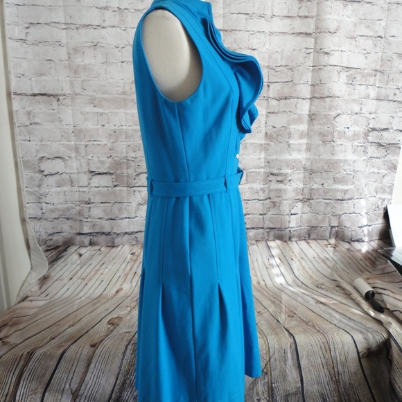Saks Fifth Avenue Black Label Teal Ruffle Midi Dress - Picture 7 of 8